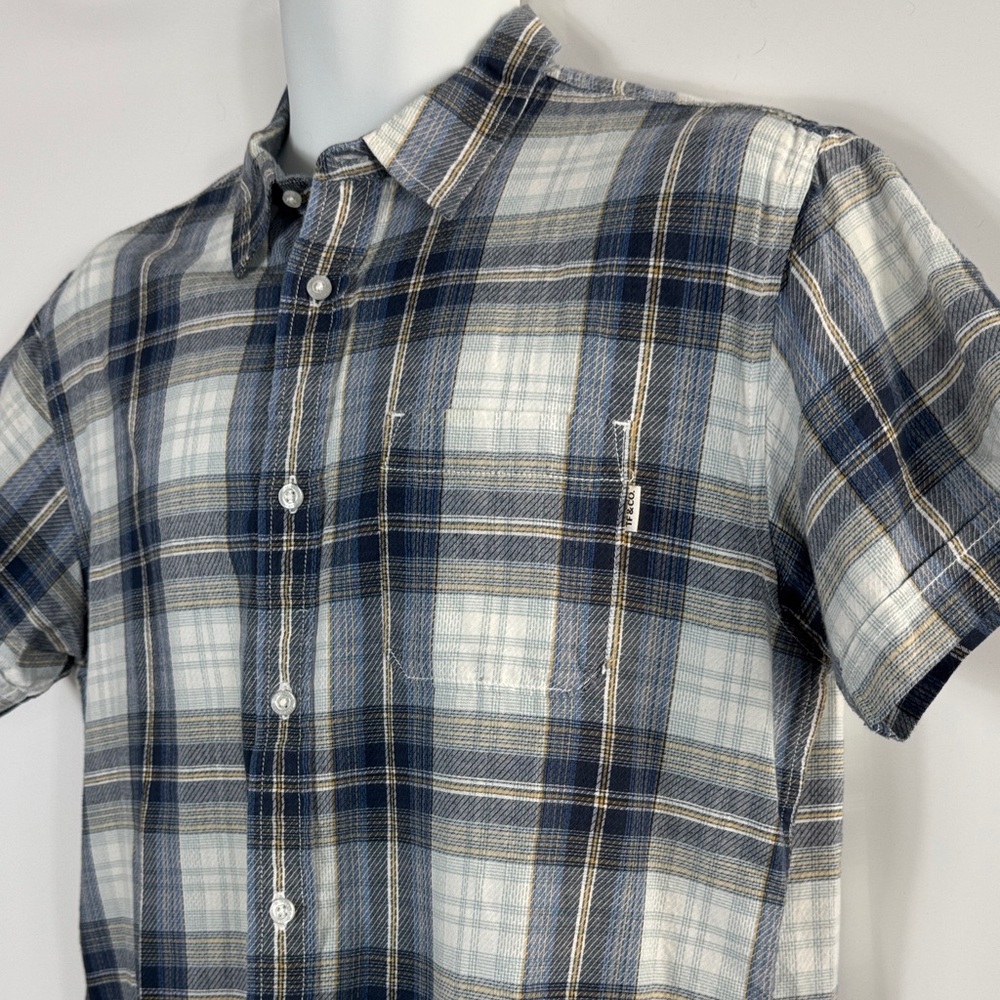 TANKFARM & CO.™️ Men's Sz L Blue Plaid Button-up Short Sleeve Shirt